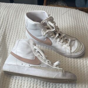 Women's White and Pink High-Top Sneakers Nike Blazers